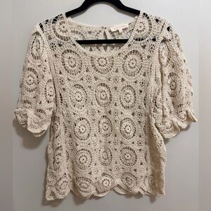Solitaire Crochet Cream Top Women’s Large